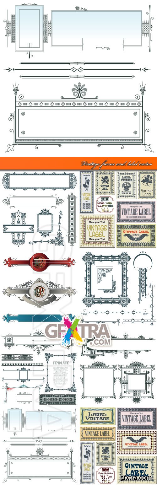 Vintage frame and label vector