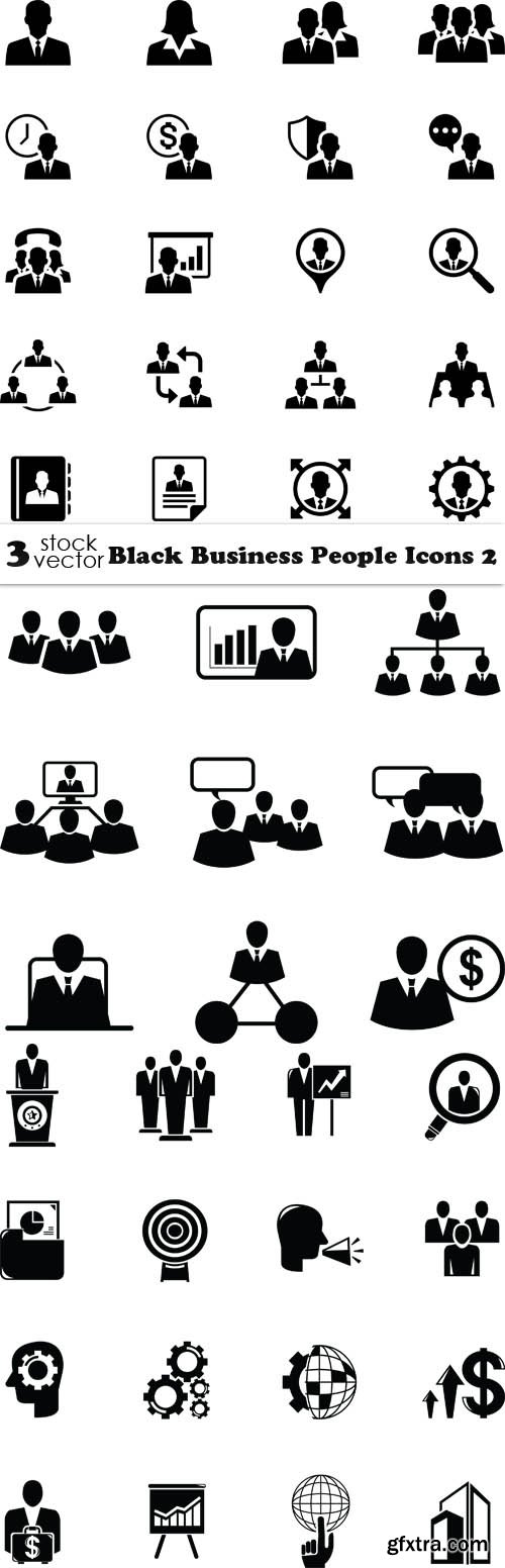 Vectors - Black Business People Icons 2