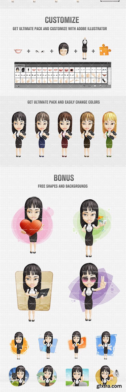 Pretty Girl Cartoon Character Ultimate Set