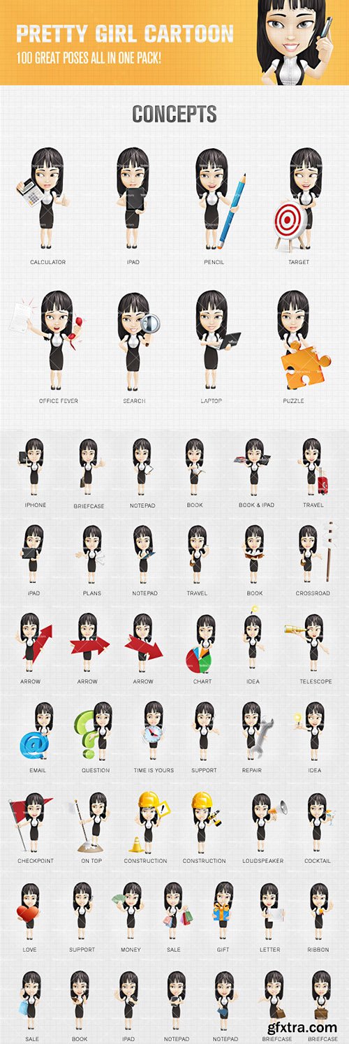 Pretty Girl Cartoon Character Ultimate Set