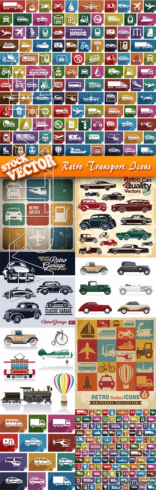 Stock Vector - Retro Transport Icons