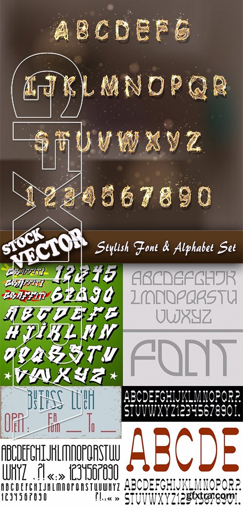 Stock Vector - Stylish Font & Alphabet Set