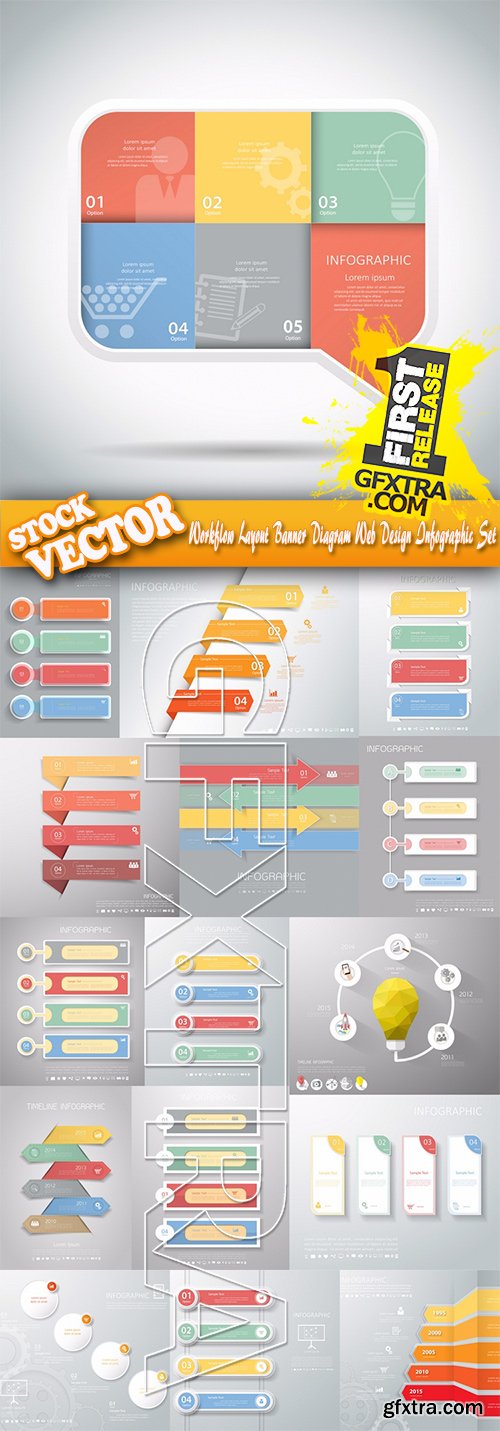 Stock Vector - Workflow Layout Banner Diagram Web Design Infographic Set, 30EPS