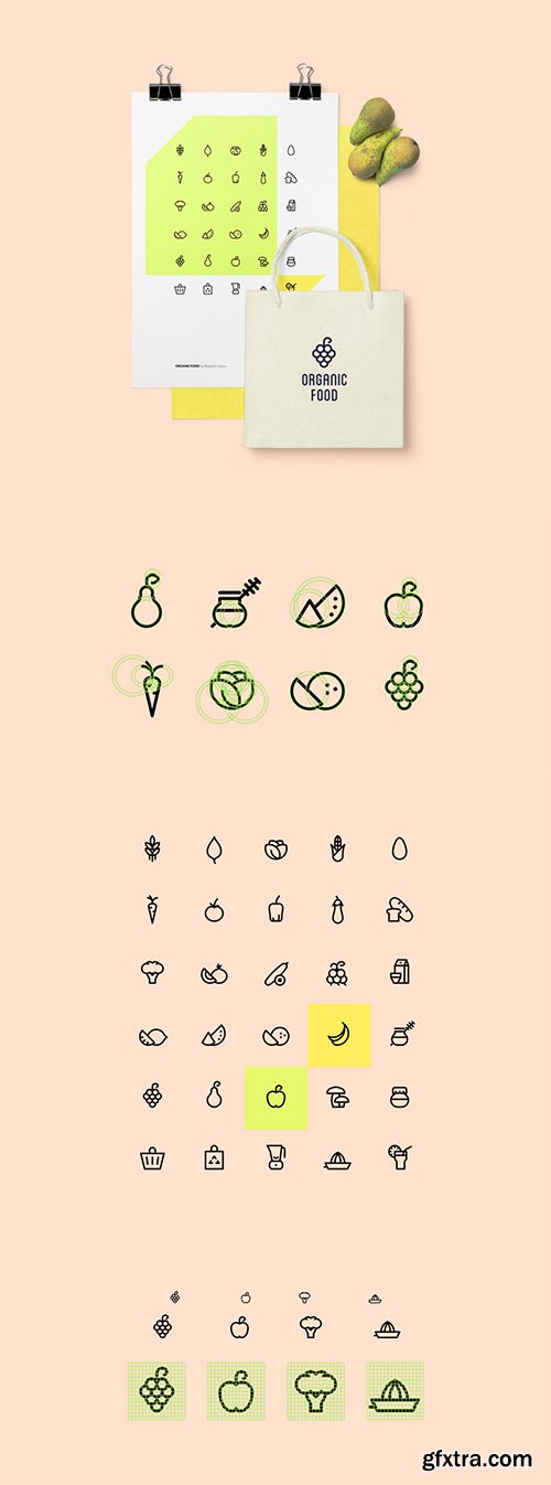 AI, EPS, SVG, PNG Vector Icons - Organic Food Icon Set