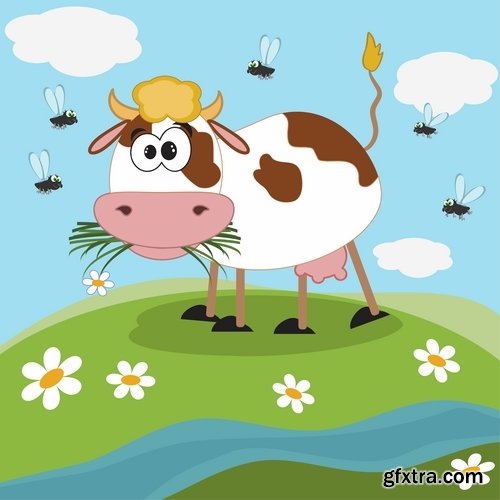 Collection of vector picture farm animal farming 25 Eps