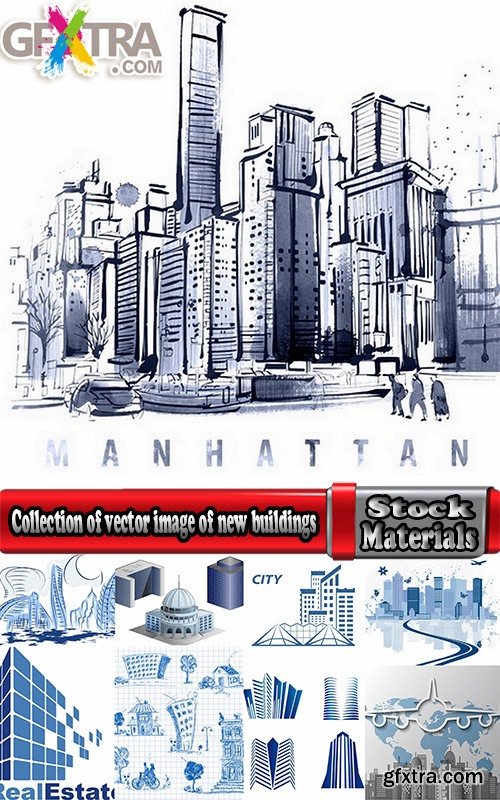 Collection of vector image of new buildings and skyscrapers 25 Eps