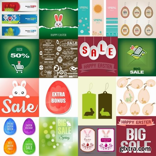 Collection of different vector image sticker Easter discount 25 Eps