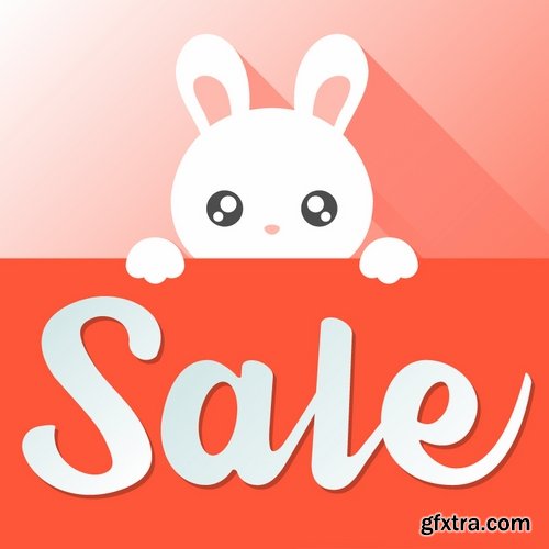 Collection of different vector image sticker Easter discount 25 Eps