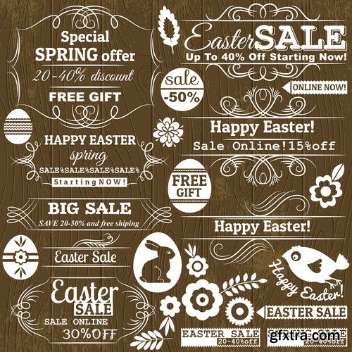 Collection of different vector image sticker Easter discount 25 Eps