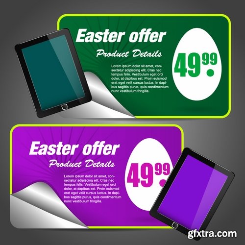 Collection of different vector image sticker Easter discount 25 Eps