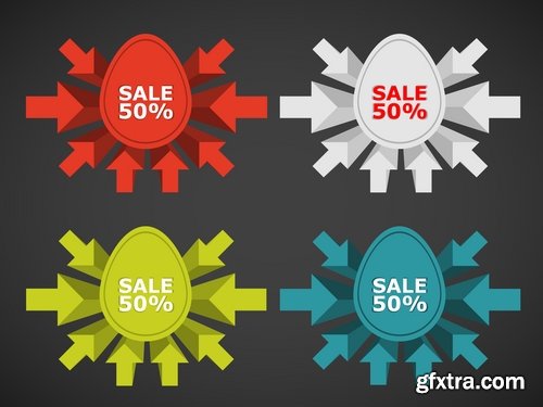 Collection of different vector image sticker Easter discount 25 Eps