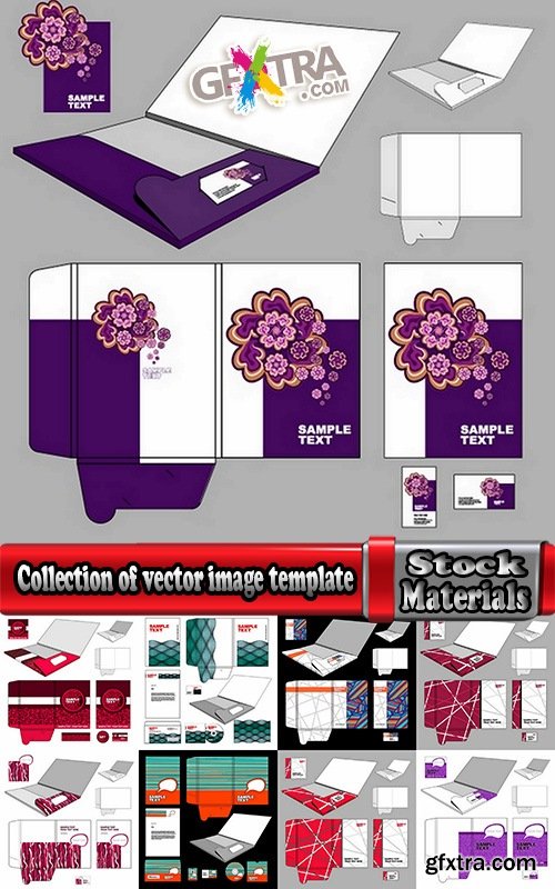 Collection of vector image template folder business card box for cutting 25 Eps