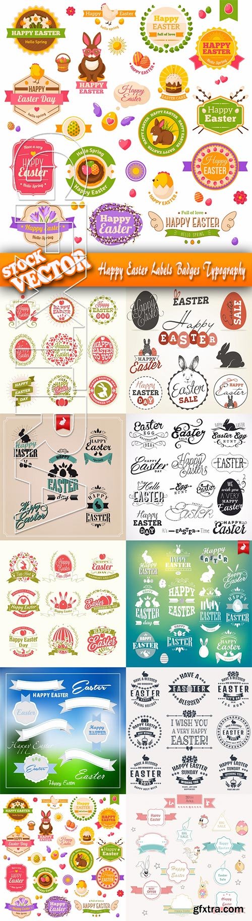 Stock Vector - Happy Easter Labels Badges Typography