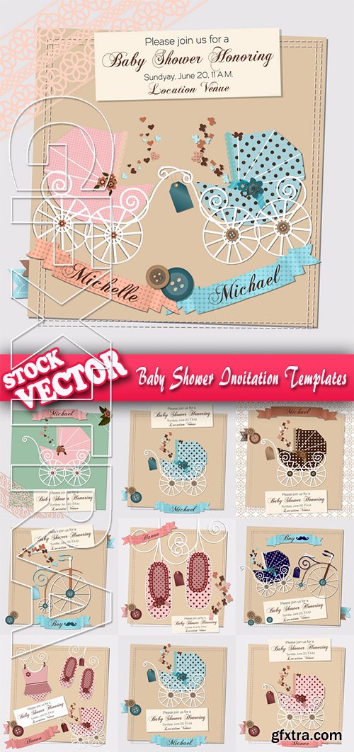 Stock Vector - Baby Shower Invitation Templates