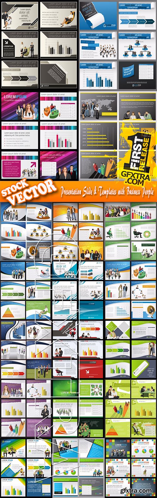 Stock Vector - Presentation Slide & Templates with Business People, 35EPS