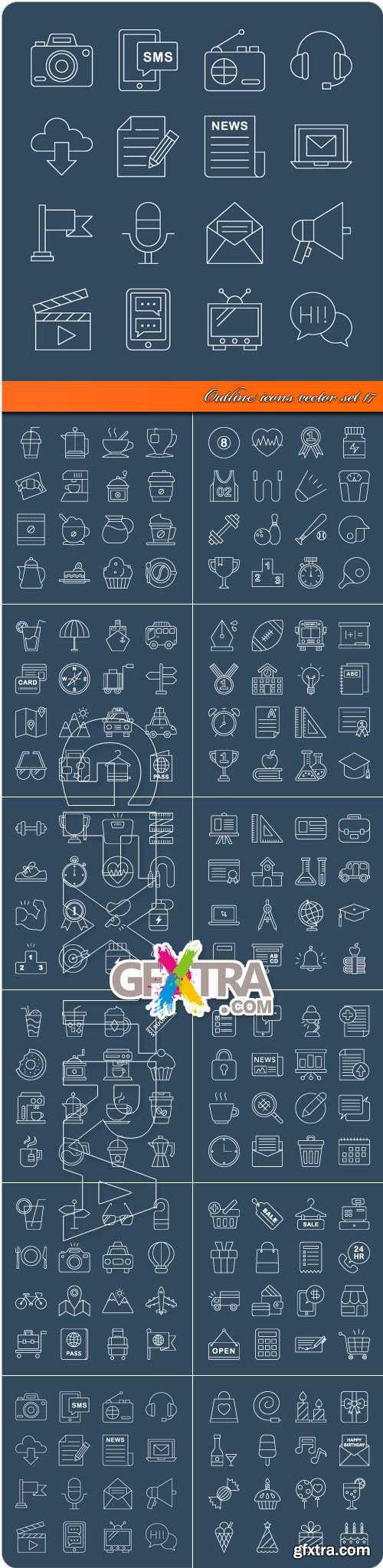 Outline icons vector set 17