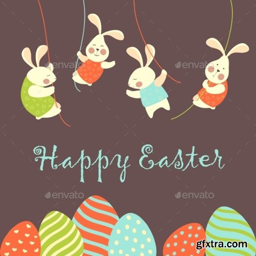 GraphicRiver - Easter Bunnies and Easter Eggs