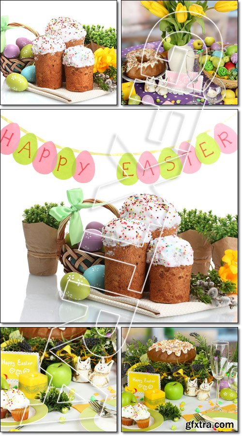 Serving Easter table on room background - Stock photo