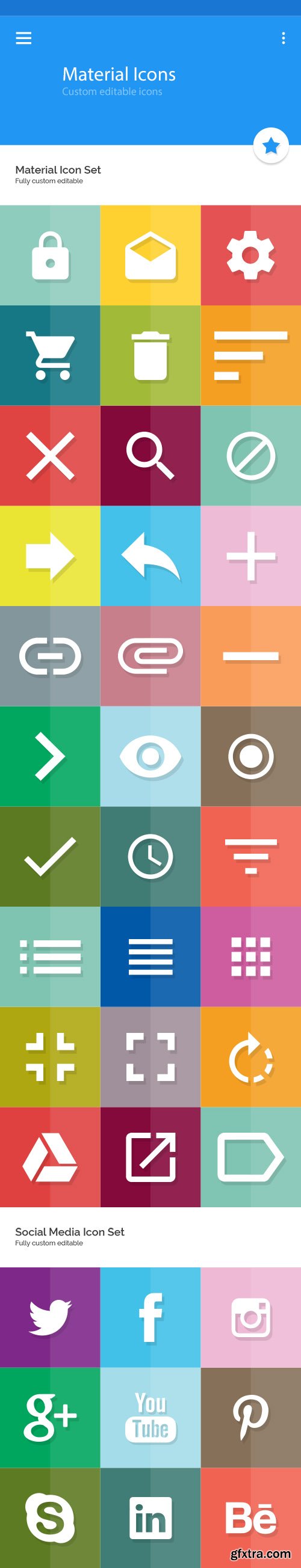 PSD Web Icons - Material Square Multi-Colored Icons - Marth 2015