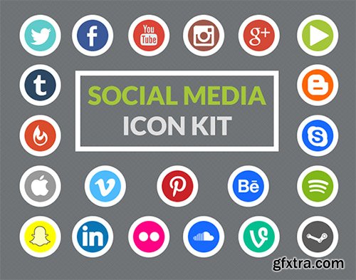 PSD Web Icons - Round Social Media Icons - Marth 2015