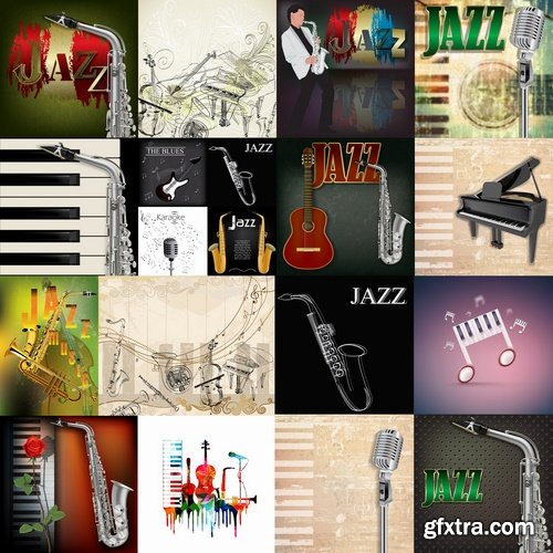 Collection of vector image bekgraund jazz 25 Eps