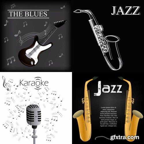 Collection of vector image bekgraund jazz 25 Eps