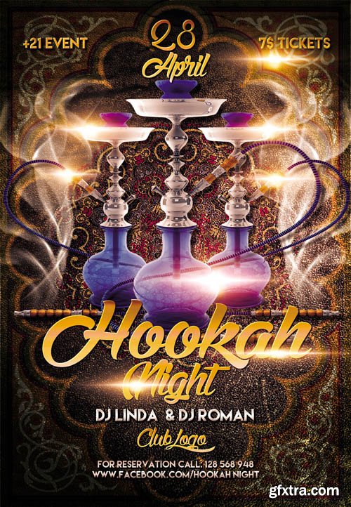 Hookah Night Flyer Template plus FB Cover