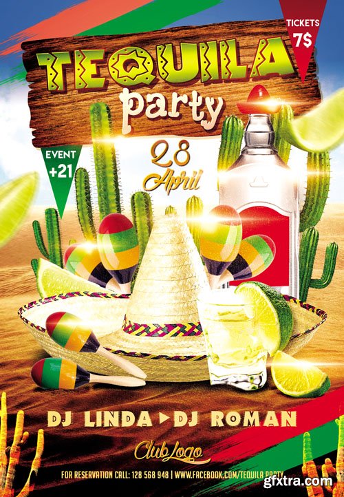 Tequila Party Flyer Template plus FB Cover