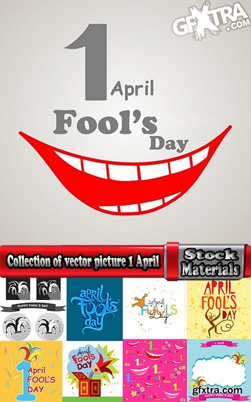 Collection of vector picture 1 April holiday laughter fool 25 Eps