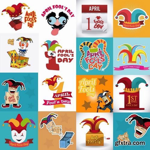 Collection of vector picture 1 April holiday laughter fool 25 Eps