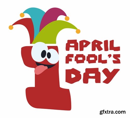 Collection of vector picture 1 April holiday laughter fool 25 Eps