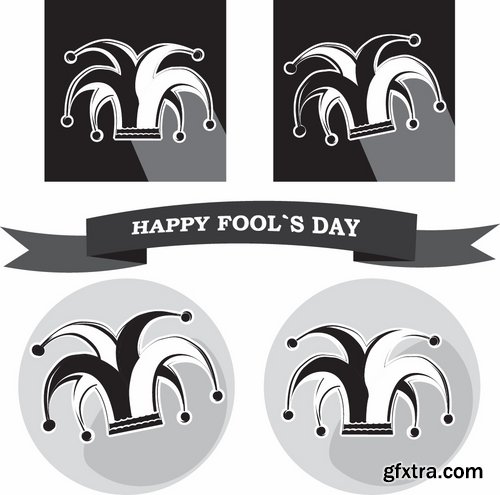 Collection of vector picture 1 April holiday laughter fool 25 Eps