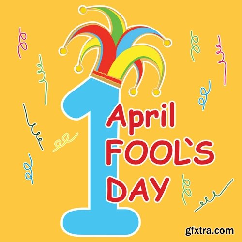 Collection of vector picture 1 April holiday laughter fool 25 Eps