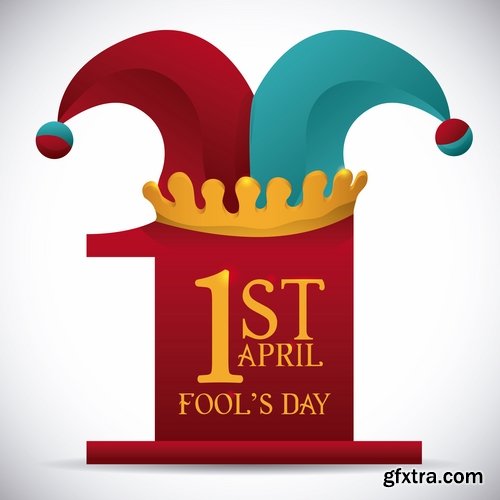 Collection of vector picture 1 April holiday laughter fool 25 Eps