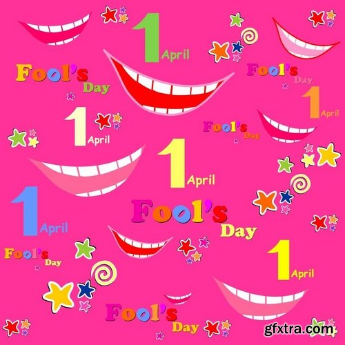 Collection of vector picture 1 April holiday laughter fool 25 Eps