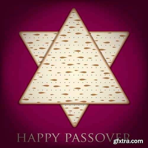 Collection of vector picture Jewish Passover matza wine 25 Eps