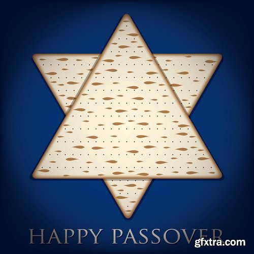 Collection of vector picture Jewish Passover matza wine 25 Eps