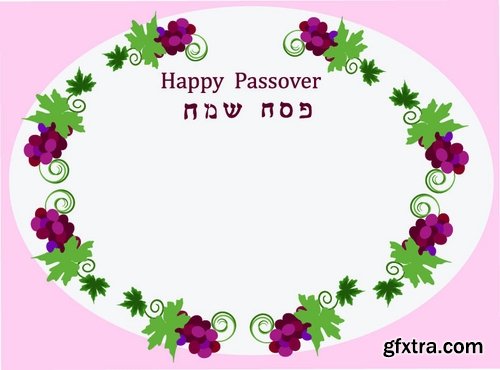 Collection of vector picture Jewish Passover matza wine 25 Eps