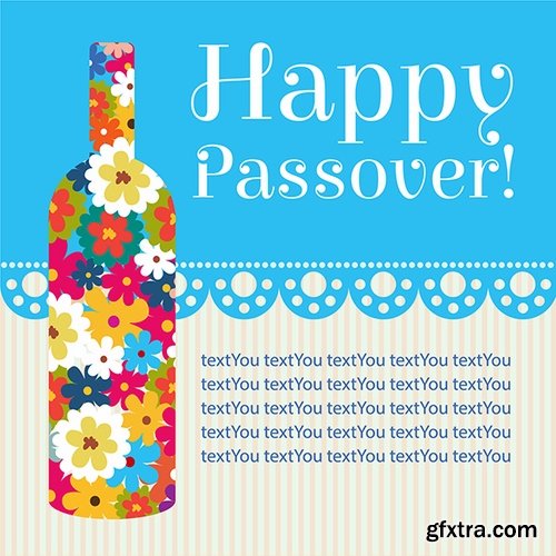 Collection of vector picture Jewish Passover matza wine 25 Eps