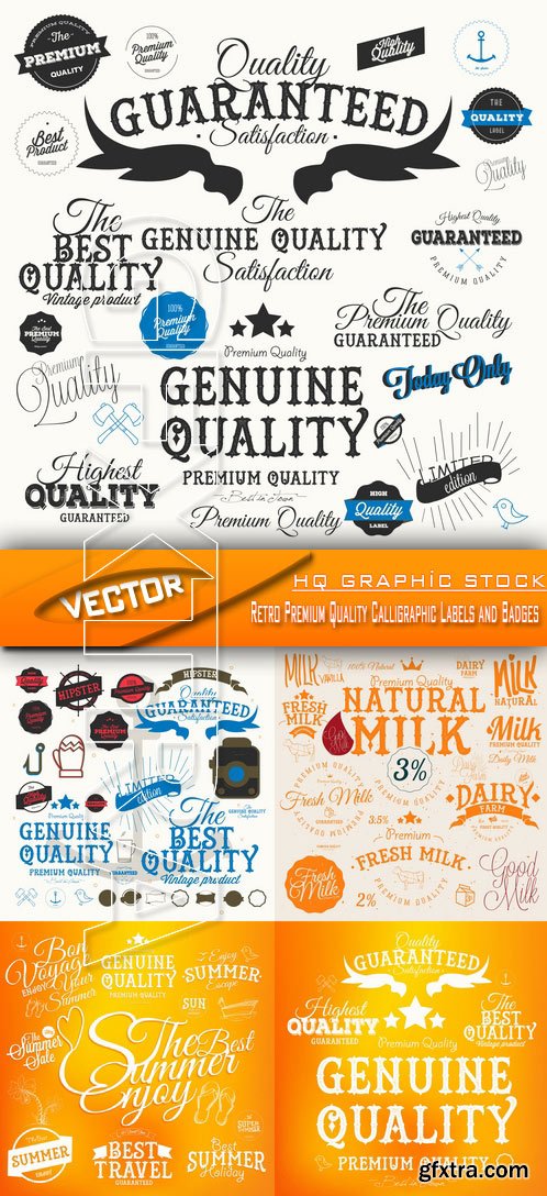 Stock Vector - Retro Premium Quality Calligraphic Labels and Badges