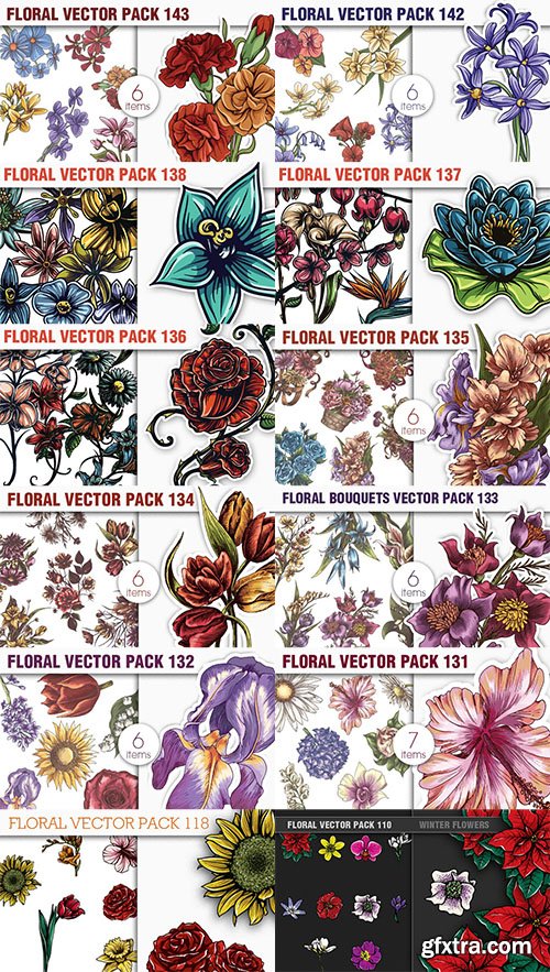 186 Realistic Vector Flowers