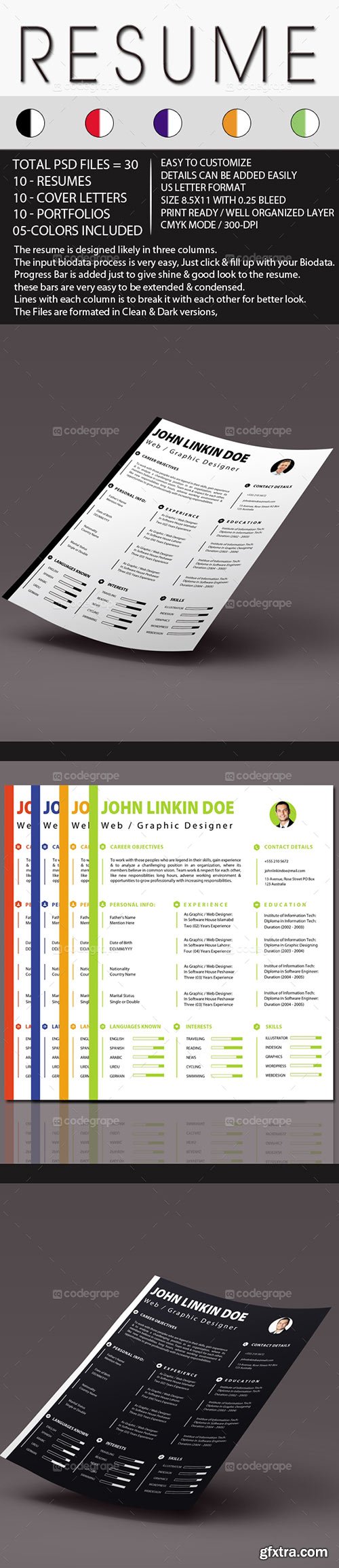 CodeGrape - Professional Resume Template A4 5395