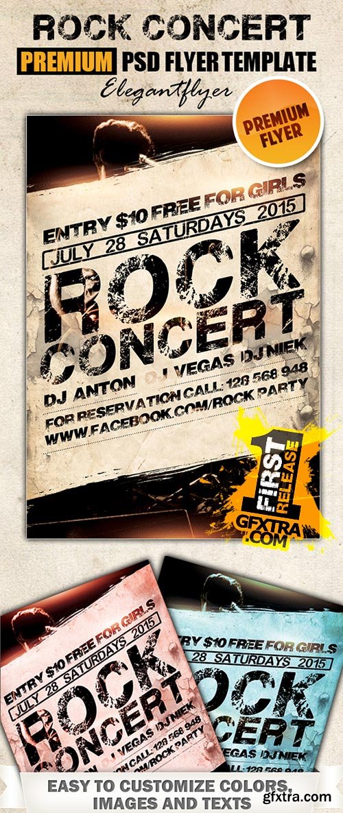 Rock Concert Flyer PSD Template + FB Cover