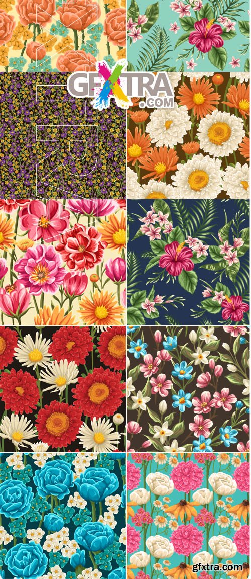 Floral seamless patterns vector