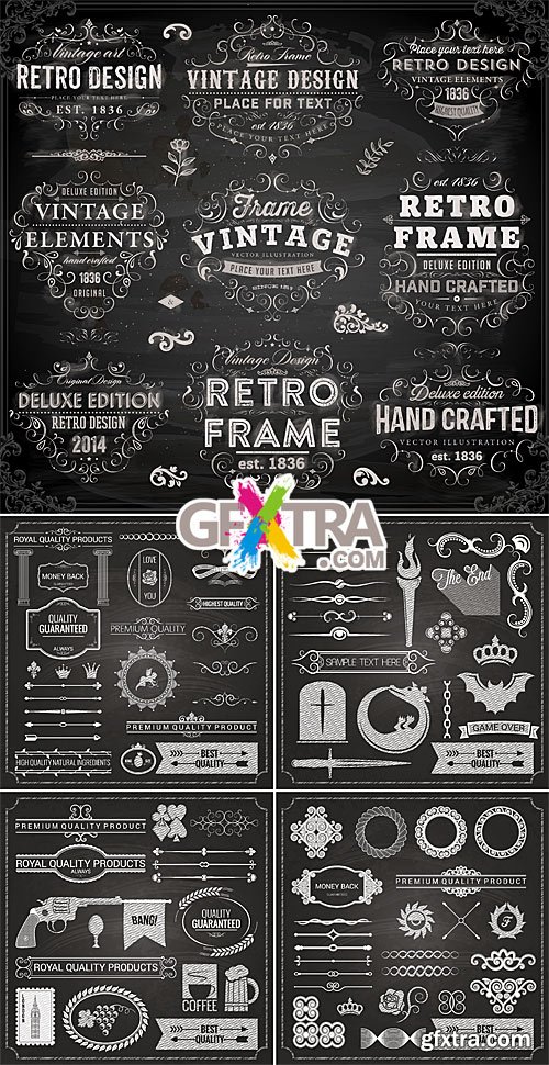 Vintage design elements in chalkboard style