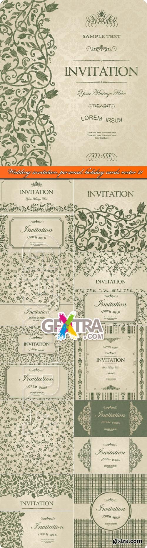 Wedding invitation personal holiday cards vector 21