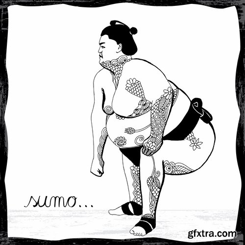 Collection of vector image Sumo yokozuna sumo wrestler 25 Eps