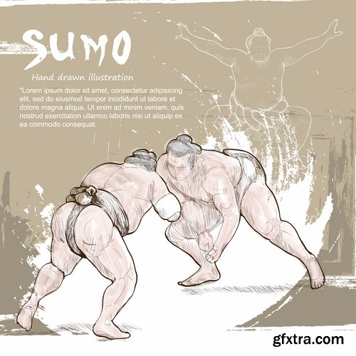 Collection of vector image Sumo yokozuna sumo wrestler 25 Eps