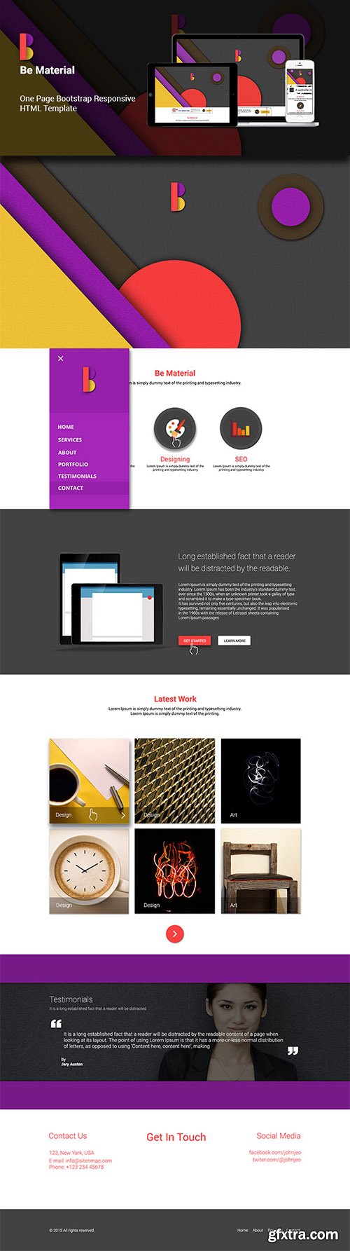 HTML/PSD Web Template - Be Material - One Page Bootstrap Responsive Theme