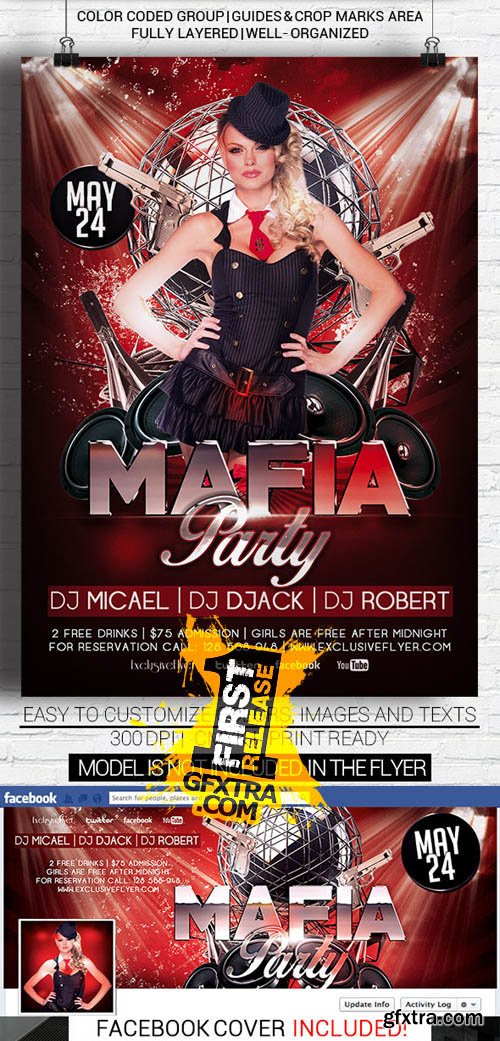 Mafia Party Flyer Template Facebook Cover